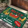 Tapete de chão de Natal retrô americano para uso doméstico, capacho de entrada absorvente de água e antiderrapante com designs de floco de neve e rena, atacado