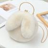 Atacado bolsa de pelúcia orelhas de coelho moda simples bolsa mensageiro feminina outono e inverno imitação pele de coelho bolsa de mão com clipe