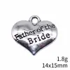 14X15Mm 1.8g Plata Antigua Material Hecho a Mano Colgante Corazón Padre de la Novia
