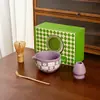 Juego de Té Matcha de 7 Piezas Tazón Matcha a Cuadros con Pico Flor de Cerezo Batidor de Té Estilo Ins Europeo y Americano 100 Piezas