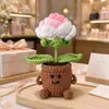 Adorno de Planta en Maceta Rosa Tejido a Mano Lindo con Manos y Pies Flor de Hilo Maceta Muñeca Decoración Creativa de Escritorio