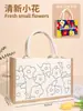 Bolsa de Tela para Graffiti DIY Bolsa de Linho Desenho à Mão Pintura Bolsa de Mão Infantil Feita à Mão Bolsa de Jardim de Infância Bolsa de Compras de Linho