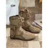 Botas de Couro Genuíno Estilo Novo 2026 com Aumento Oculto de Altura de 5cm, Botas Curtas Melard para Mulheres, Botas Martin Esportivas Retrô, Botas de Boxe para Mulheres