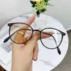 Gafas de alta gama para cruzar fronteras, té frío, montura ovalada, estilo moderno y a la moda, fotocromáticas para miopía, estudiante, temperamento artístico simple, al natural