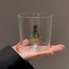 Vaso de Vidrio Estéreo con Forma de Árbol de Navidad de Aspecto Elevado, Taza de Café Transparente Resistente a Altas Temperaturas Linda y Creativa, Taza de Leche para Oficina en Casa