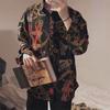 Fornecimento Direto da Fábrica Camisa Estampada Ins Retrô Cool Masculina Solta Estilo Hong Kong Jaqueta Camisa Manga Longa Versão Coreana Social