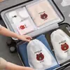 Bolsa de embalaje pe bolsa de cordón de oso toalla suave de algodón bolsa de almacenamiento para lavado de cara bolsa de cordón de plástico transparente esmerilado al por mayor en stock