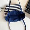 Bolsa de Lona Listrada 2024 Nova Estilo Coreano Ins Tote Bolsa Casual Ombro Único Grande Capacidade Bolsa Tote Atacado