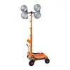 Torre de iluminación móvil tipo remolque, altura 5,6 m, vehículo con foco ajustable accionado por manivela HMF958