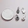 Plata de ley s925 sólida vintage doble cara pequeño colgante de pez redondo charm de rosquilla material para pulsera DIY de cuentas y trenzado
