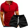 Nuevo Estilo Sencillo para Hombre Color Sólido Cuello Polo Casual Camiseta de Manga Corta Traje de Manga Corta
