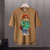 Camiseta de manga corta con estampado de letras de marca de moda americana de 2024 para hombre, top informal holgado de verano de marca de moda