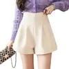 2025 Primavera y Otoño Pana Cintura Alta Suelto Lana Línea A Pierna Ancha Shorts Booty Ropa Exterior Pantalones Otoño e Invierno Casuales Mujer