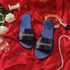 Pantuflas Bordadas Nuevas de Boda para Dama de Honor para Mujer Novia Recién Casada Seda y Satén Pantuflas Rojas Zapatos a Juego para Vestido de Novia para Mujer