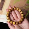 Pulsera de Madera de Nanmu Dorado, Cuentas Estilo Antiguo, Pulsera de Cuentas de Manzana de 15 mm, Cuentas de Nanmu, Pulsera de Madera Unisex para Actividades Culturales