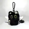 Novo Pingente Doce e Legal de Morango Gatinho Preto Boneco de Pelúcia Fofo Chaveiro Pingente de Boneca Pingente para Mochila Escolar de Estudante