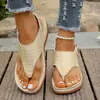 Sandalias con Cuña de Suela Gruesa de Gran Tamaño Transfronterizas del Sudeste Asiático para Mujer para Usar Afuera, Hebillas de Tira, Sandalias Ligeras de Playa y Chanclas Estación Independiente