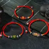 Pulsera de cordón rojo año de nacimiento tejida a mano hilo de oro seis palabras pulsera real para hombres y mujeres estilo étnico poliéster joyería mangying