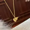Colar Colar de Prata Esterlina S925 Escovada com Pingente de Cabaça Feminino Explosivo Design de Nicho Colar Versátil Corrente para Namorada