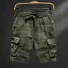 Shorts de Carga Camuflaje Americano para Hombre Verano Algodón Puro Casual Traje Marca de Moda Táctico para Exteriores Paracaidista Pantalones de 5 Puntos