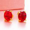 Pendientes de oro de imitación con gema ovalada de arena vietnamita para mujer, chapados en latón, oro auténtico de 24 quilates, cruz, nuevos accesorios