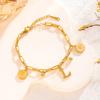 Pulsera Redonda Personalizada de Hip-hop Caliente de Acero de Titanio con Marca para Mujer Letra Celebridad de Internet Estilo Frío Estudiante Novia Pulsera