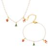 Azúcar Navidad Lindo Dibujo Animado Peso Esmalte Colgante Collar Pulsera Traje Moda Femenina Combinación de Diseño Creativo