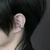 Nuevos Aretes de Clip para Oreja con Letra Color Verde Aguacate para Hombres y Mujeres, Moda Diaria Versátil, Sin Perforación