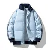 Abrigo acolchado de algodón con contraste de tres barras transfronterizo para hombre y mujer, nuevo para invierno, grueso, cálido, con cuello alto, cortavientos, abrigo de algodón plumón