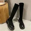 Botas Elásticas Adelgazantes Suela Gruesa Botas Altas hasta la Rodilla de Gamuza para Mujer 2026 Nuevo Estilo Caliente Otoño/Invierno Botas Largas de Caña Alta con Felpa