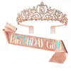 Nueva Corona de Fiesta de Cumpleaños Banda para el Hombro Cinta de Reina Set Accesorios para el Cabello de Reina para Niña Tocado En Stock