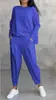 2026 Nuevo Conjunto de Ropa para Mujer de Comercio Exterior Transfronterizo Europeo y Americano, Color Sólido, Cuello Redondo, Manga Larga con Pantalones de Bolsillo para Mujer