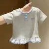 Camiseta de Manga Larga para Niña Primavera/Otoño 2026 Nueva Algodón Puro Diseño con Adorno de Encaje Sentido de Diseño Nicho Elegante Versátil Top