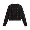 Personalizado de Fábrica Patrón Bordado de Corazón de Otoño Botón de Diamante Suéter Pequeño Fragante Chaqueta Cardigan de Punto para Mujer