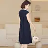 Vestido de Verano para Madre de Mediana Edad con Aspecto Adelgazante en la Cintura 2025 Nuevo Encaje con Cordones Elegante Falda para Mujeres de Mediana Edad y Mayores