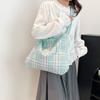 Bolso de Hombro a Cuadros Fresco y de Moda Bolso Tote de Gran Capacidad Simple Moderno Doble Cara Nuevo Estilo Primavera y Verano