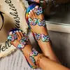 Sandalias Planas Decoradas con Mariposas para Mujer 2026 Verano Nuevas Sandalias de Tela de Mariposas Coloridas Ligeras Slip-On