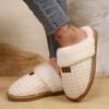 Pantuflas de Punto Grueso Rellenas Cálidas de Invierno para Mujer, Zapatos Caseros Antideslizantes para Interiores