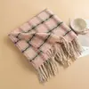 Bufanda de Cuadros para Mujer Invierno 2024 Nuevo Estilo Coreano Versátil Bufanda de Imitación Cachemir para Parejas Chal Cálido para Hombre Otoño e Invierno