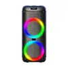 Caixa de Som Bluetooth Dupla de 8 polegadas Portátil Microfone para K Song ao Ar Livre Microfone Sem Fio Doméstico Luz de Chama Áudio Subwoofer