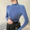 Suéter básico de punto de lana para mujer, cuello alto medio sin costuras, 2026, cachemir, otoño e invierno, sencillo, ajuste ceñido, versátil