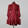 Falda Corta de Gasa Estilo Elegante Francés de Cintura Alta con Volantes Vestido de Manga Larga Nuevo de Verano 2026 para Mujer
