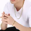 Versátil Collar con Hebilla Estilo Japonés Moda Tendencia Cadena en Forma de U de 4.5 mm Electrochapado al Vacío Set de Pulseras para Hombre de Acero de Titanio
