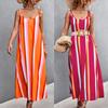 2022 primavera y verano nuevo estación independiente Amazon eBay superventas sexy sin espalda color contraste a rayas vestido de tirantes