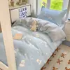 Juego de Tres Piezas para Dormitorio de Estudiantes Universitarios Algodón Puro 2025 Nuevo Dibujos Animados Juego de Cama Individual con Sábana, Funda de Edredón, Sábana Ajustable