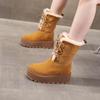 SJN2899-3A Aumento de Altura Suela Gruesa Forro Polar Cálido Piel Botas de Nieve para Mujer 2024 Invierno Nuevo Antideslizantes Zapatos de Algodón