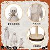 Adornos de Fantasma de Halloween de Venta Caliente Transfronterizos, Juego de Tres Piezas de Madera con Base de Madera, Suministros de Decoración de Halloween