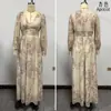 Ropa de mujer para comercio exterior para mercados transfronterizos europeos y americanos, más vendida en sitios independientes, vestido de manga larga con estampado bohemio estilo pastoral y cuello en V