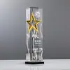 Trofeo de cristal de estrella pentagonal creativa de alta calidad, trofeo de competición, grabado para personal destacado, equipo, premios de reunión anual