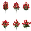Buquê de Rosas Artificiais Decoração de Mesa Buquê Decorativo de Rosa de Veludo Flores Artificiais Fábrica Atacado Rosas em Estoque